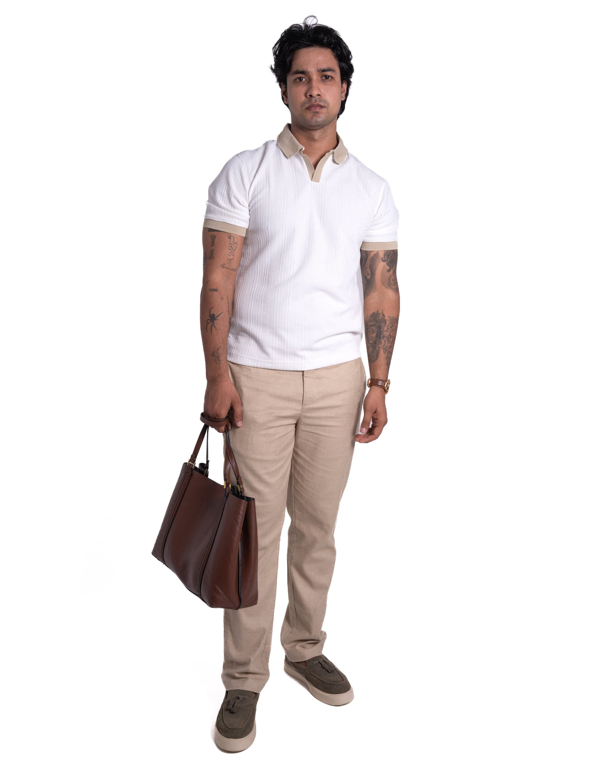 Hartley Polo – Contrast Collar - Sand Collar