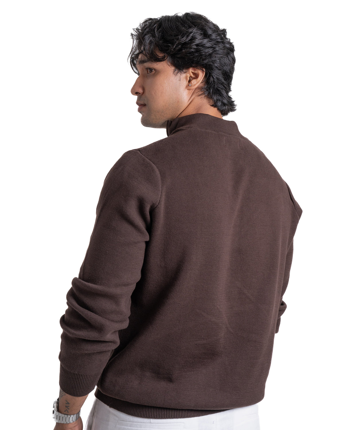 Quarter-Zip – Fitted Cotton Knit - Brew