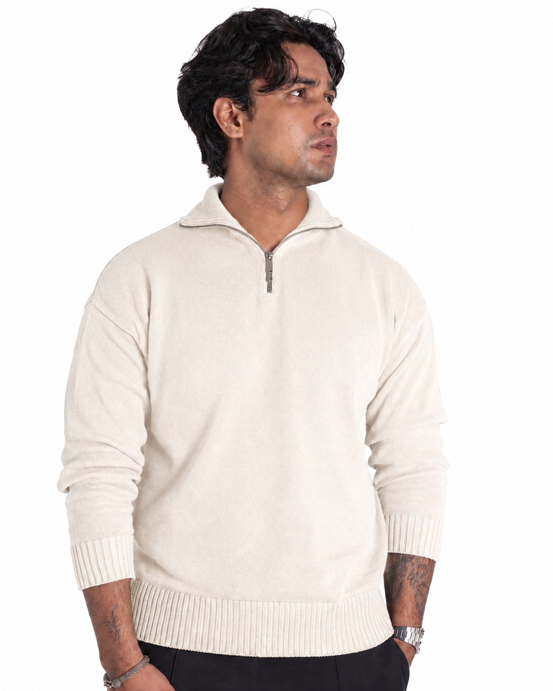 Quarter-zip - Oversized - Ivory