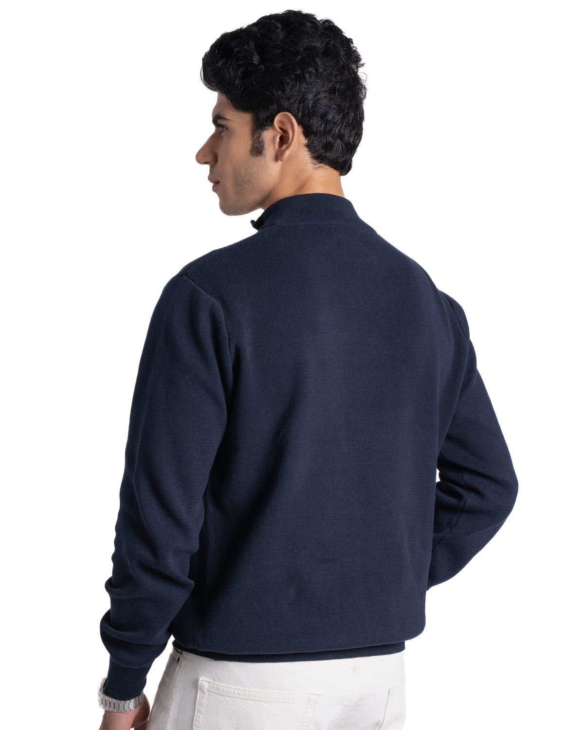 Quarter-Zip – Fitted Cotton Knit - Navy
