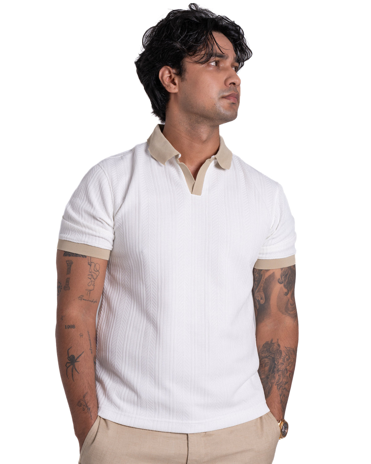 Hartley Polo – Contrast Collar - Sand Collar
