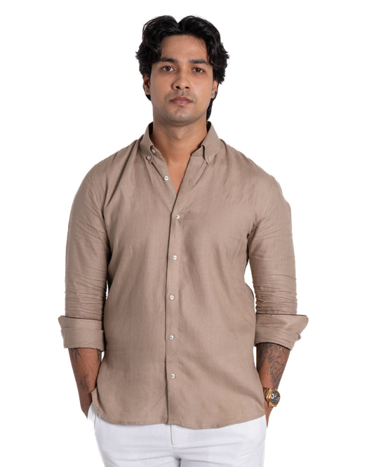 Pure Linen Shirt - Earthy - Sand