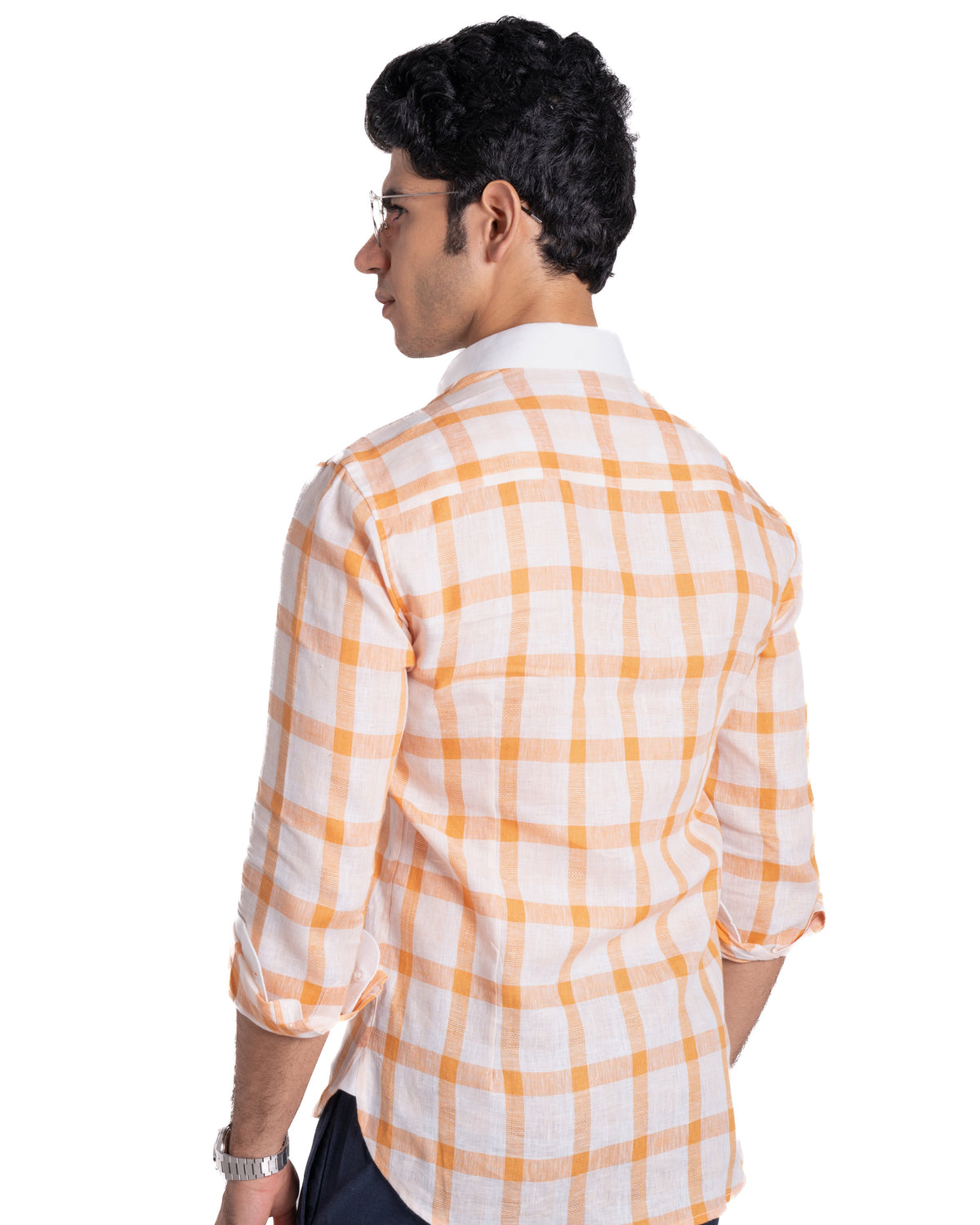 Linen Shirt - Contrast - Tangerine