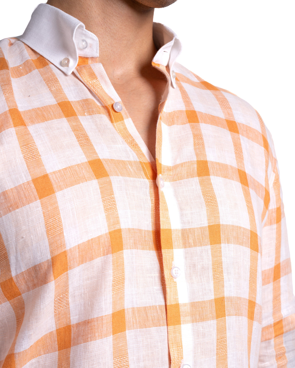 Linen Shirt - Contrast - Tangerine